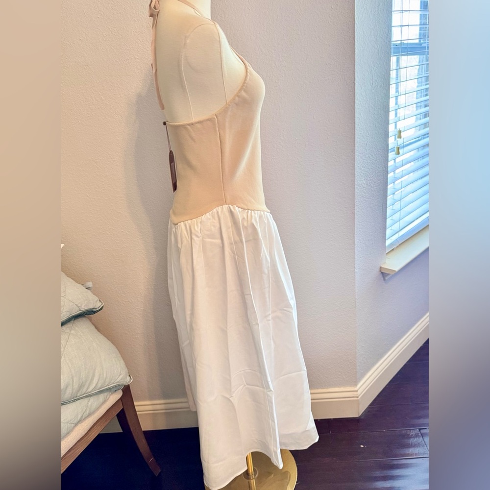 MESHKI Katie White Linen & Nude Knit Midi Dress - Picture 11 of 16